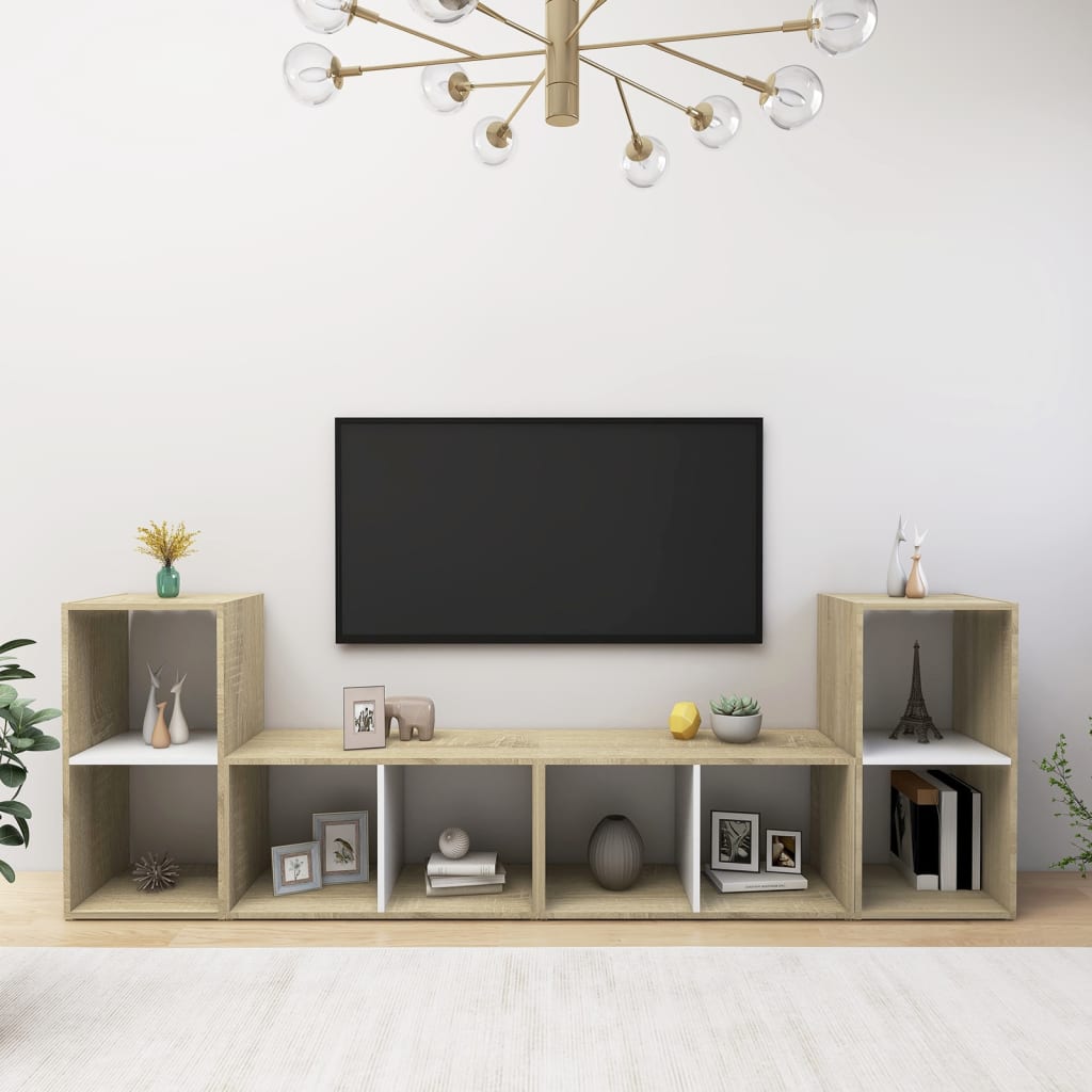 Meuble TV 4 pcs 72x35x36,5 cm bois d'ingénierie