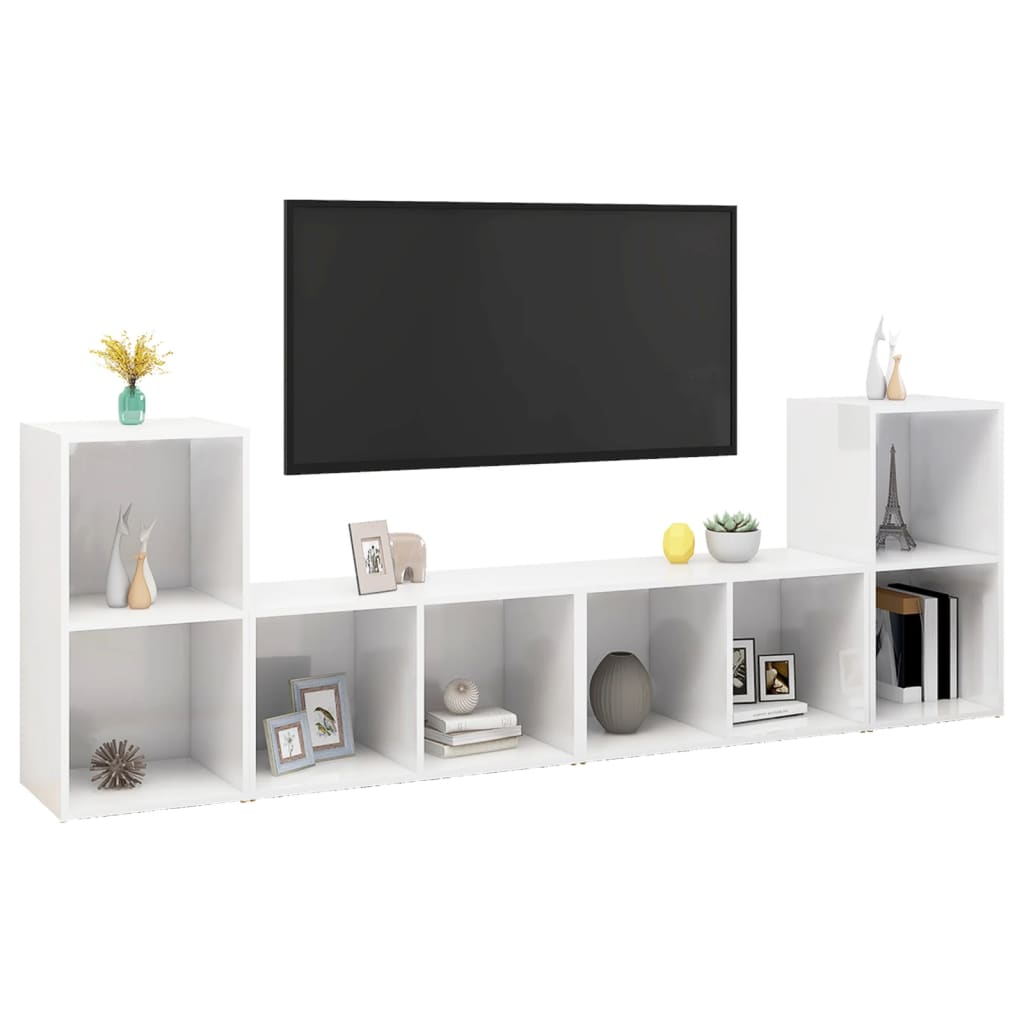 Tv-meubelen 4 st 72x35x36,5 cm bewerkt hout hoogglans wit