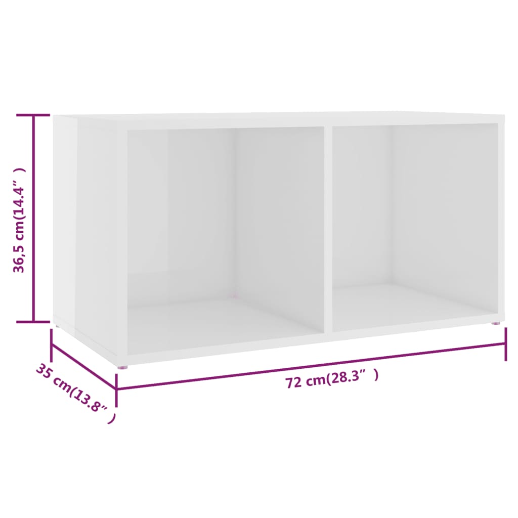 Tv-meubelen 4 st 72x35x36,5 cm bewerkt hout hoogglans wit