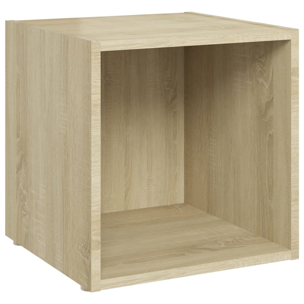 Ensemble meuble TV 3 pièces en bois blanc et chêne Sonoma