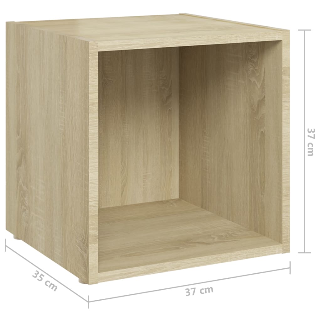 Ensemble meuble TV 3 pièces en bois blanc et chêne Sonoma