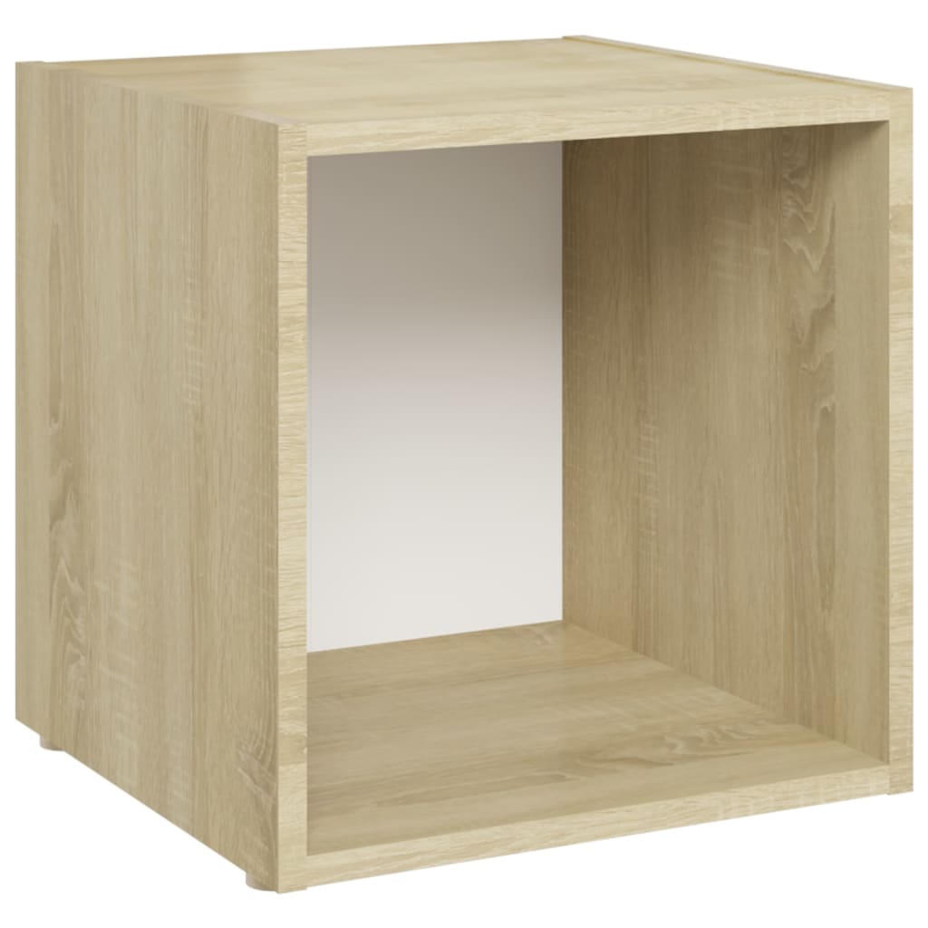 Ensemble meuble TV 3 pièces en bois blanc et chêne Sonoma