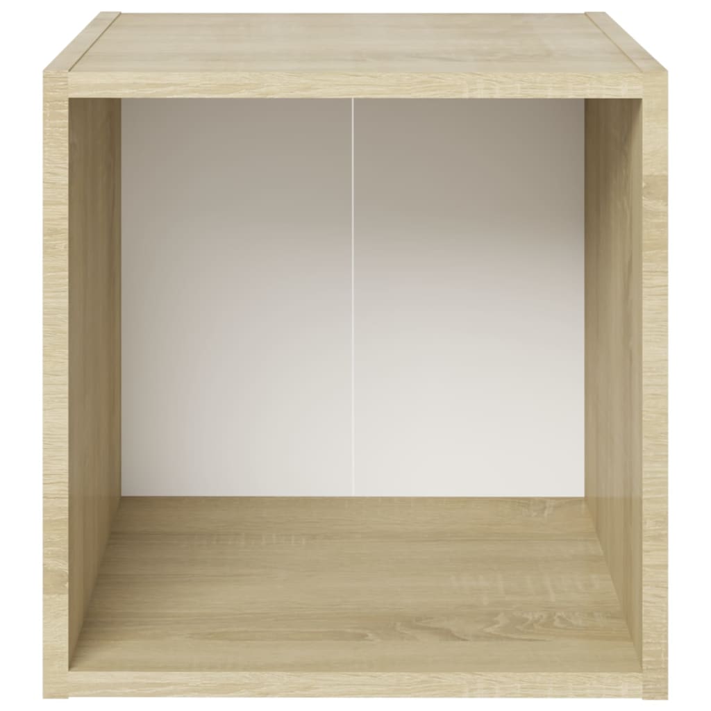 Ensemble meuble TV 3 pièces en bois blanc et chêne Sonoma