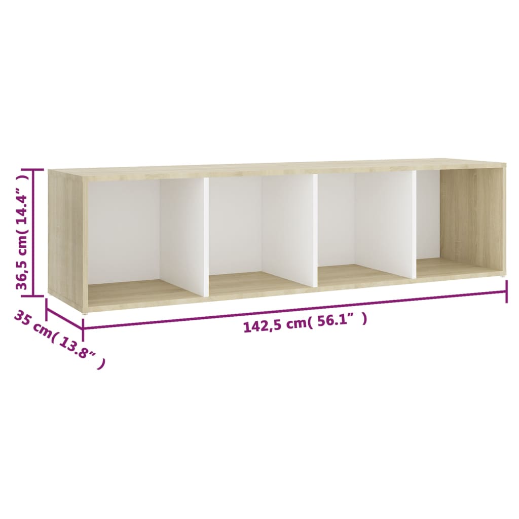 Ensemble meuble TV 3 pièces en bois blanc et chêne Sonoma