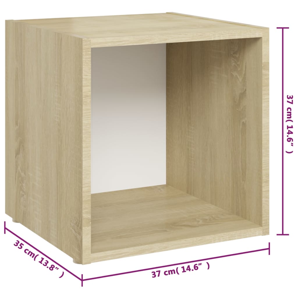 Ensemble meuble TV 3 pièces en bois blanc et chêne Sonoma