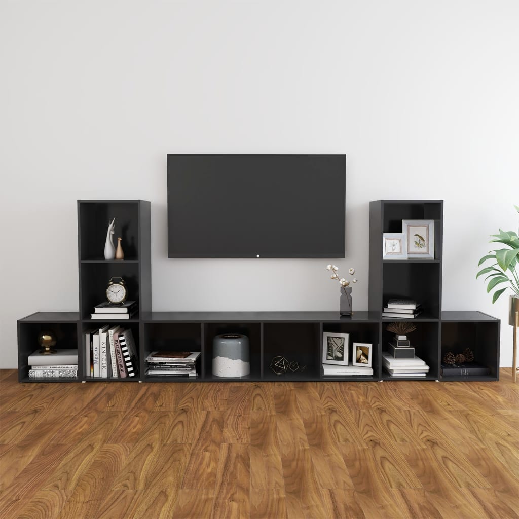 Ensemble meuble TV 5 pièces en bois blanc et chêne Sonoma