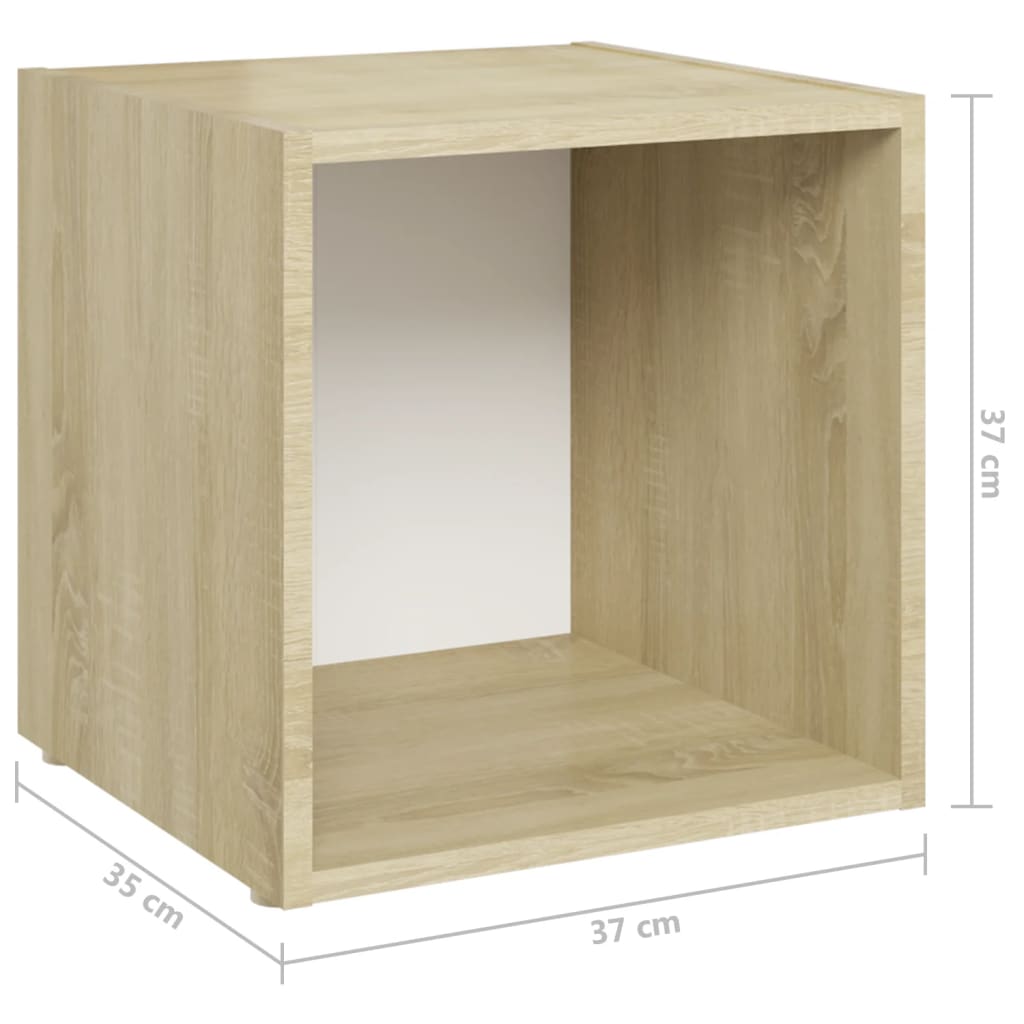 Ensemble meuble TV 5 pièces en bois blanc et chêne Sonoma