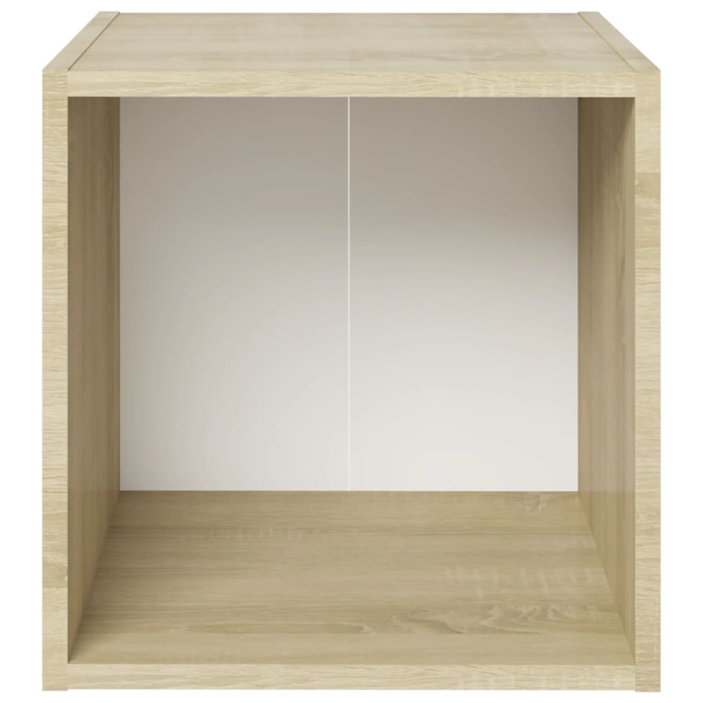 Ensemble meuble TV 5 pièces en bois blanc et chêne Sonoma