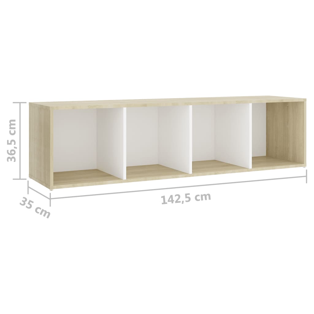 Ensemble meuble TV 5 pièces en bois blanc et chêne Sonoma