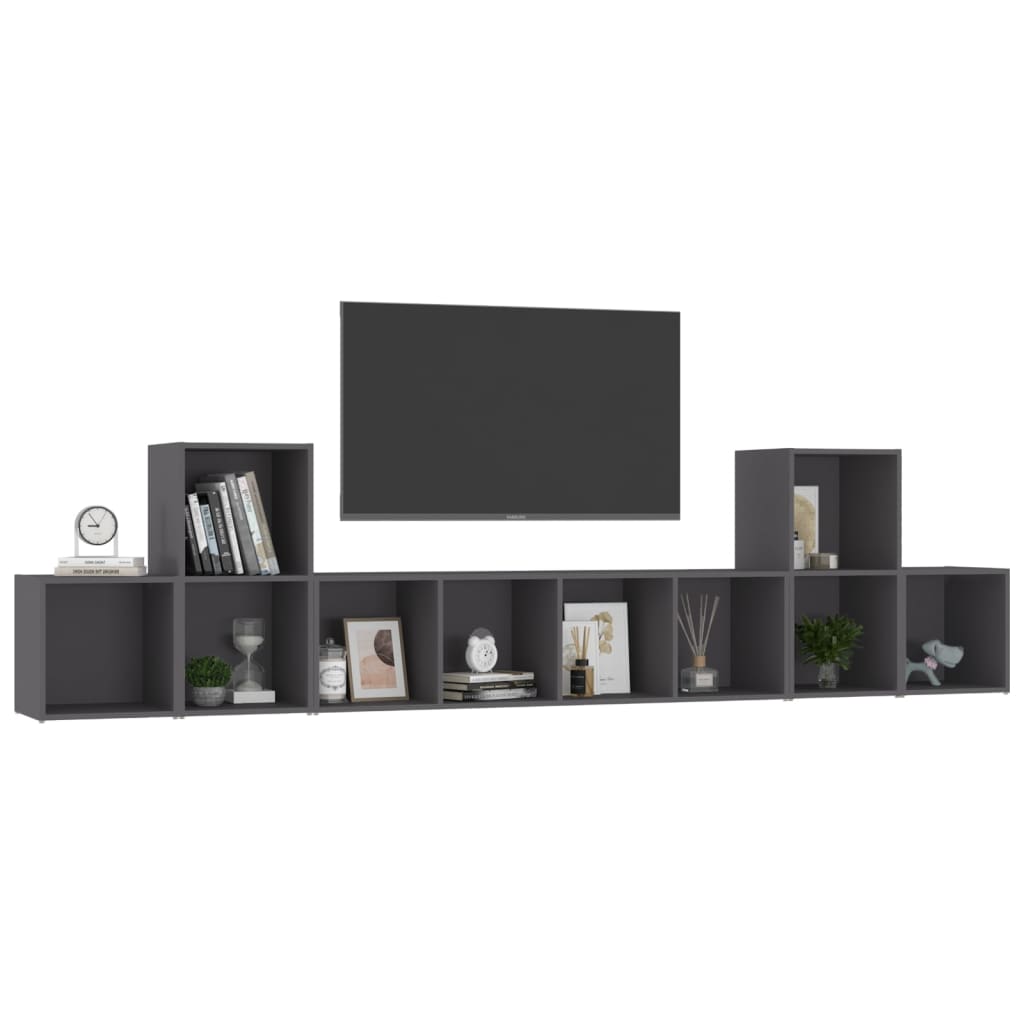 Ensemble meuble TV 5 pièces en bois blanc et chêne Sonoma