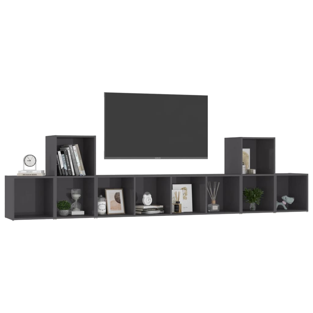 Ensemble meuble TV 5 pièces en bois couleur chêne