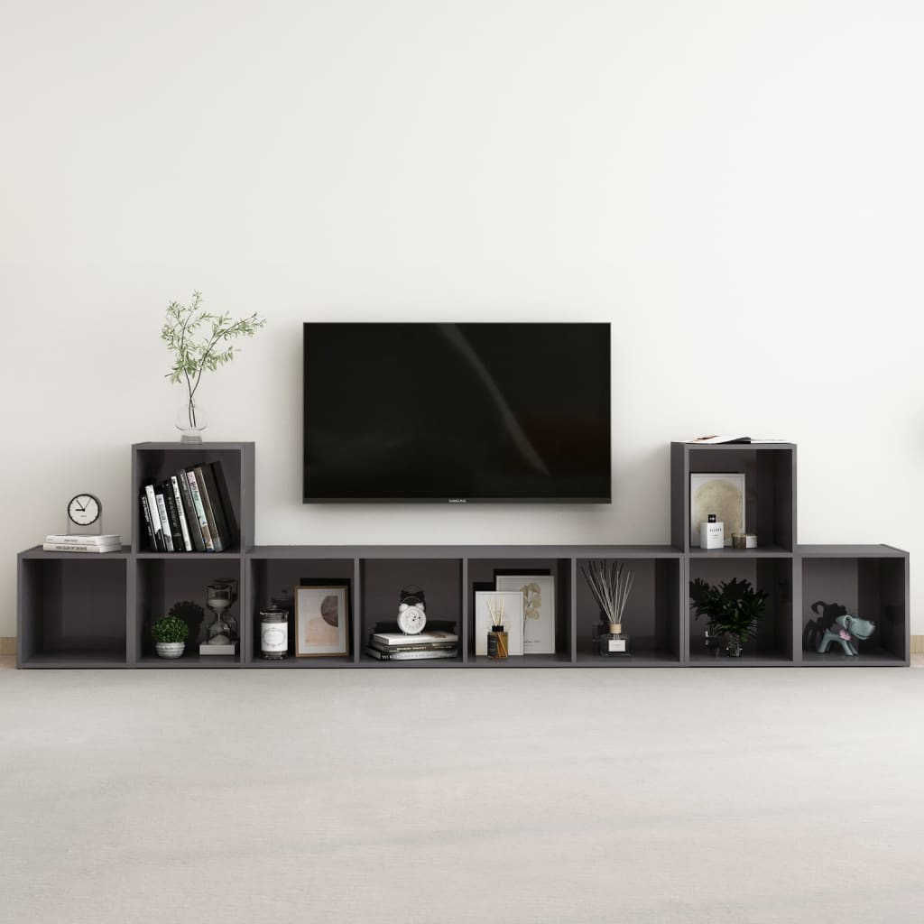 Ensemble meuble TV 5 pièces en bois couleur chêne