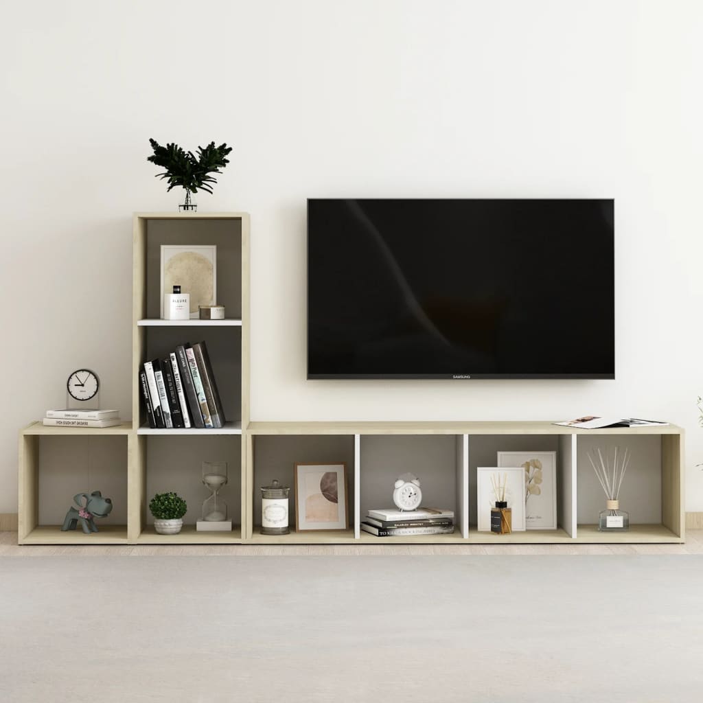 Ensemble de meubles TV 3 pièces en bois