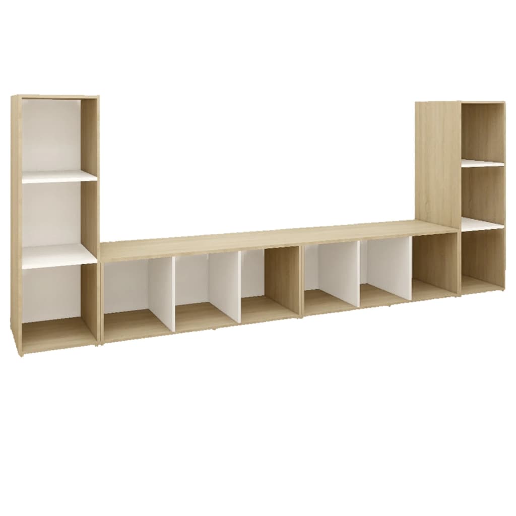 Tv-meubelen 3st 107x35x37 cm bewerkt hout wit sonoma eikenkleur