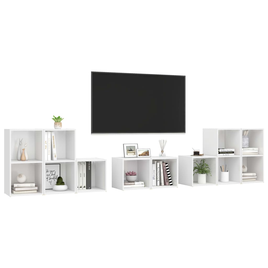 Ensemble meuble TV 8 pièces en bois coloris chêne