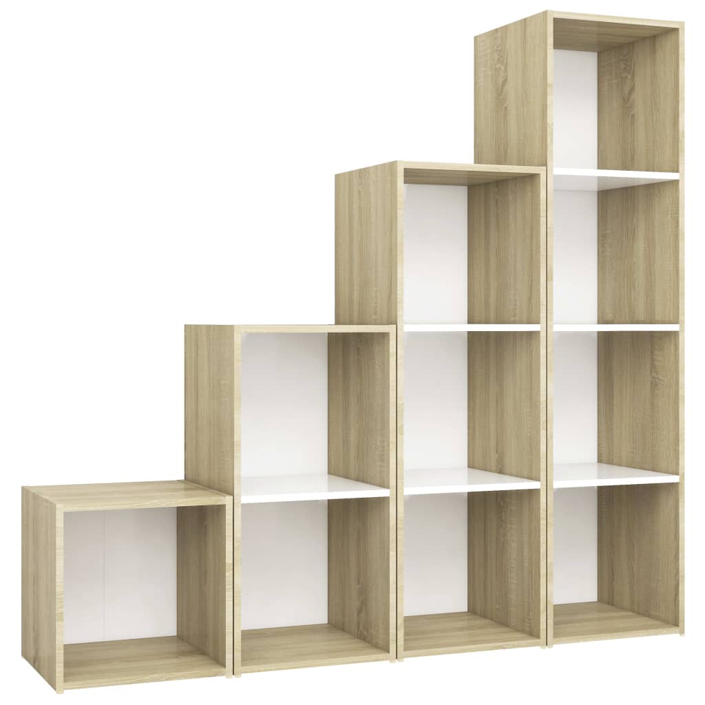 Ensemble meuble TV 4 pièces en bois blanc et chêne Sonoma