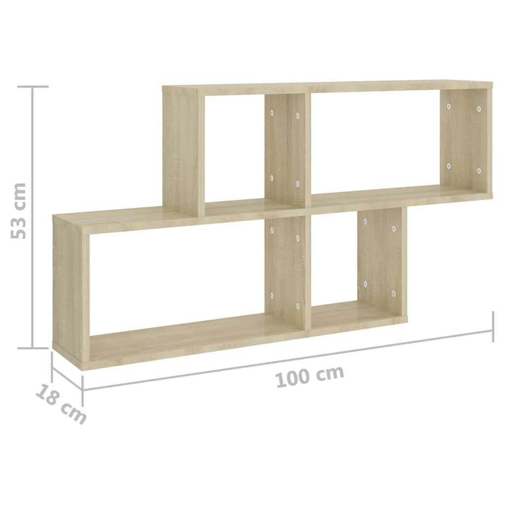 Wandschap 100x18x53 cm bewerkt hout eikenkleurig