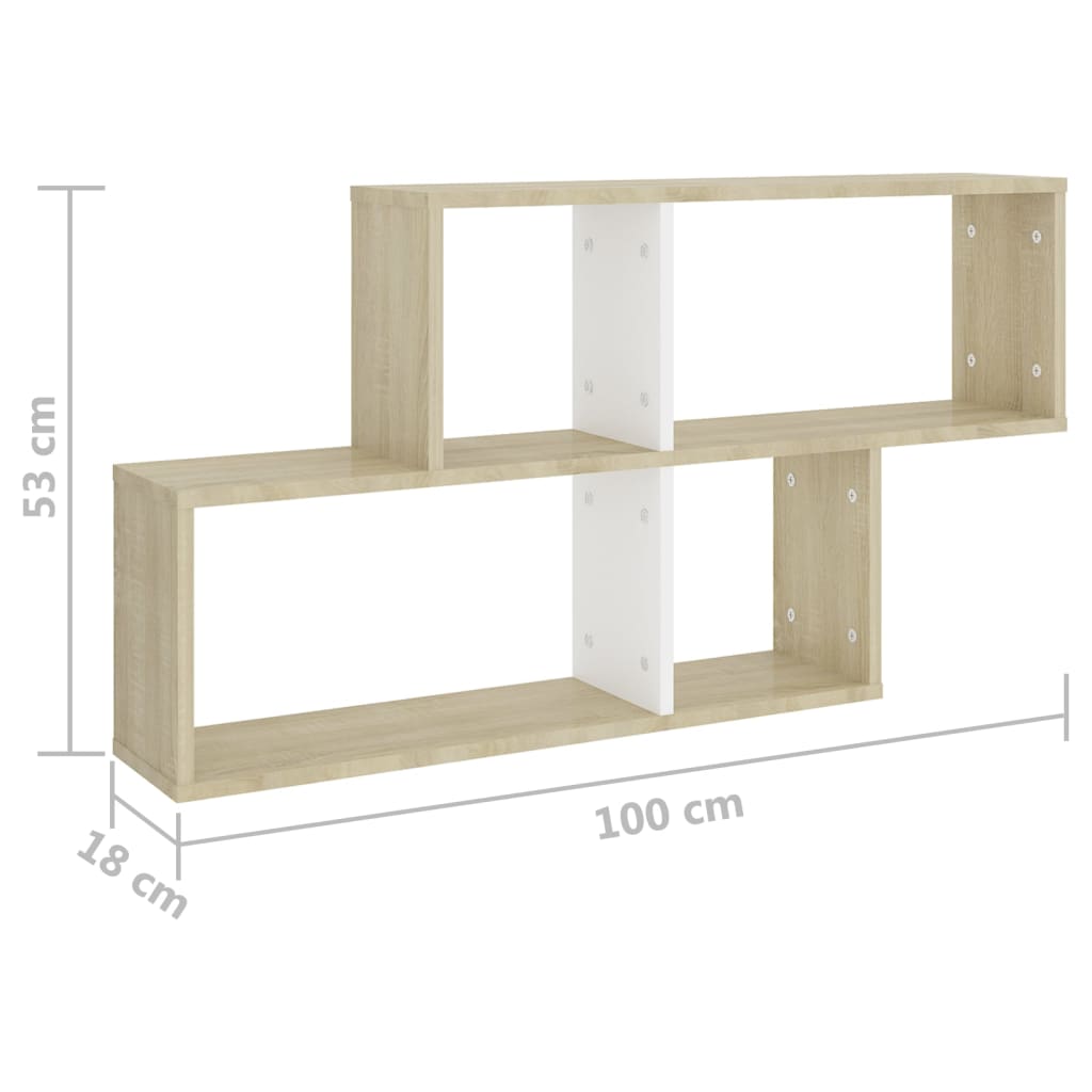 Etagère murale 100x18x53 cm en dérivé du bois, couleur chêne