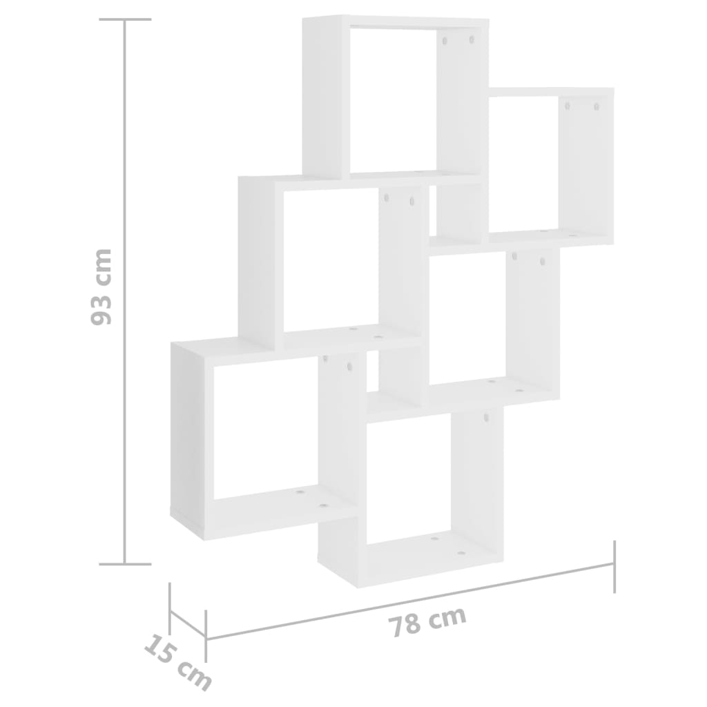 Etagère murale cube 78x15x93 cm en bois ouvré