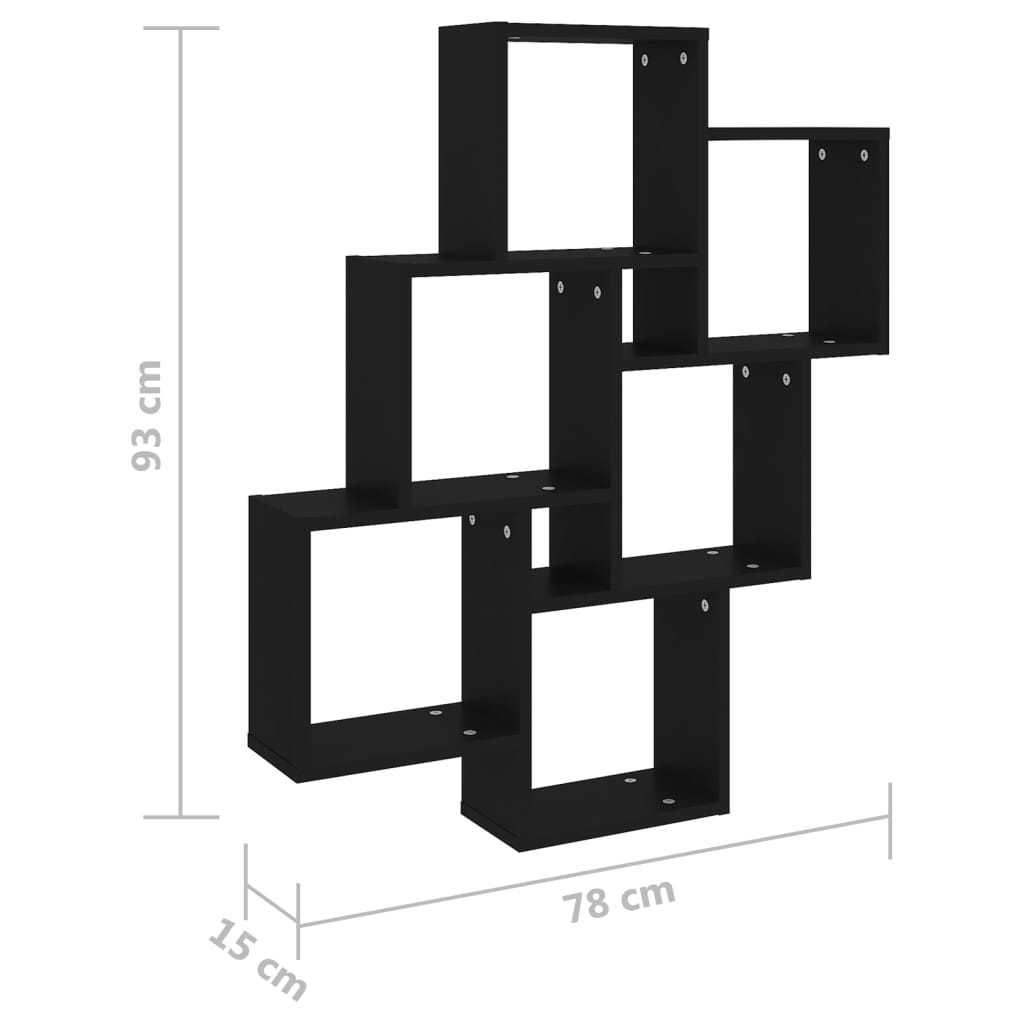 Wandschap kubus 78x15x93 cm bewerkt hout wit