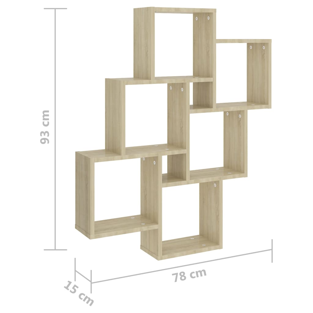 Etagère murale cube 78x15x93 cm en bois ouvré