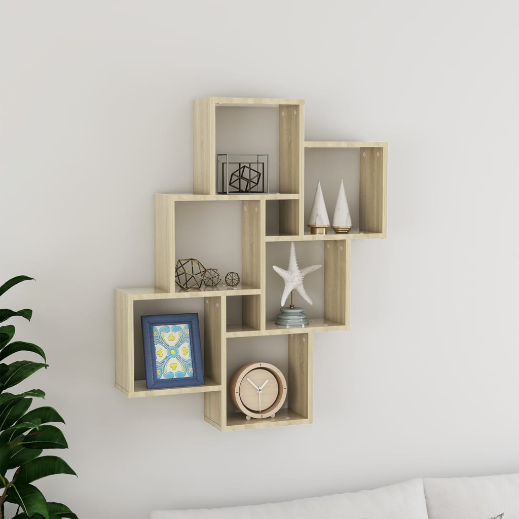 Etagère murale cube 78x15x93 cm en bois ouvré