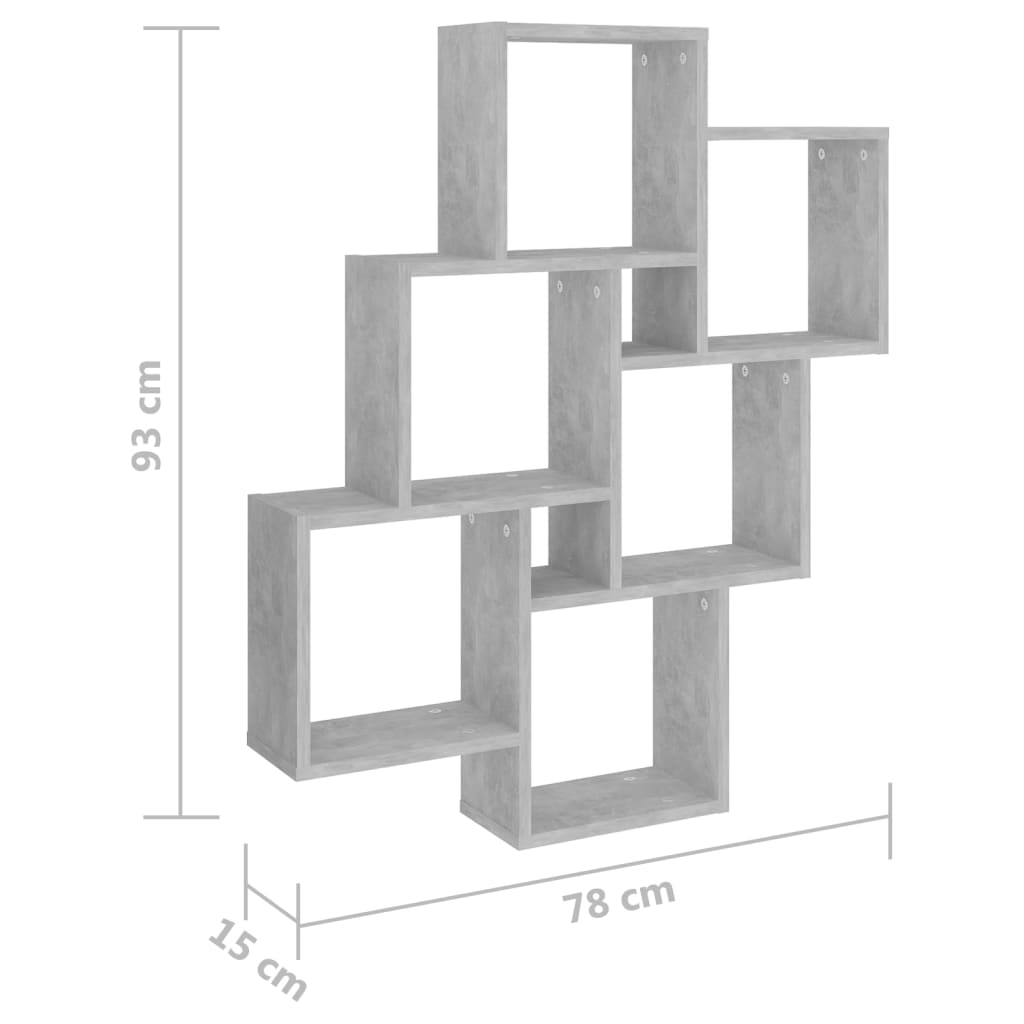 Wandschap kubus 78x15x93 cm bewerkt hout