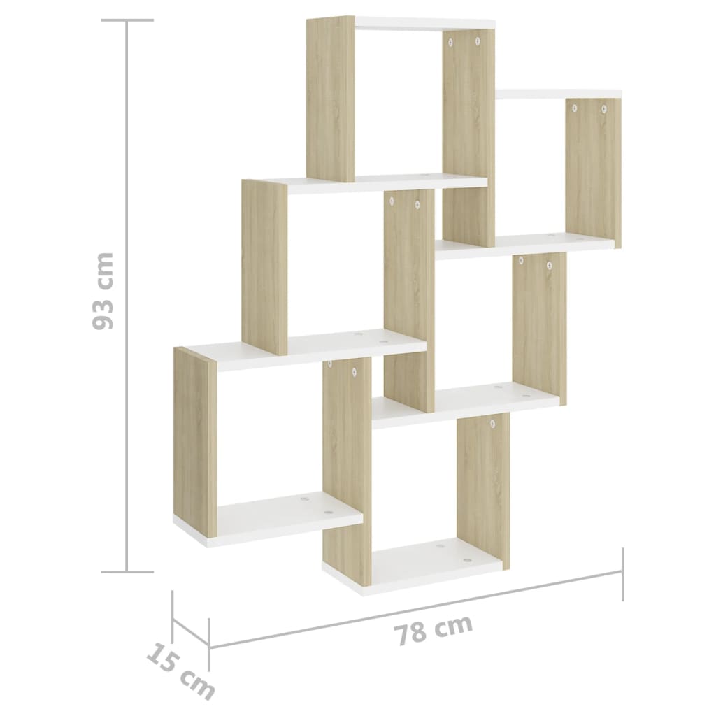 Etagère murale cube 78x15x93 cm en bois ouvré