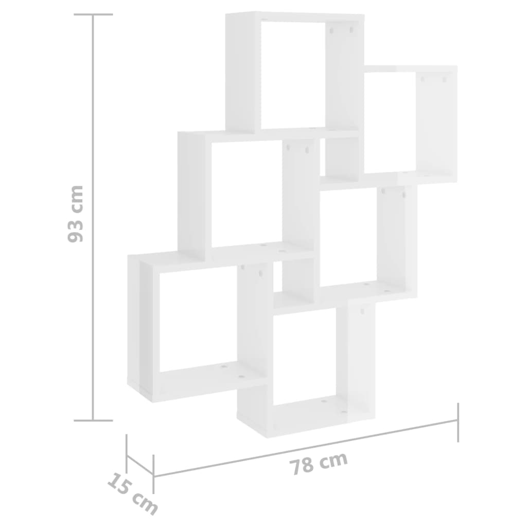 Etagère murale cube 78x15x93 cm en bois ouvré