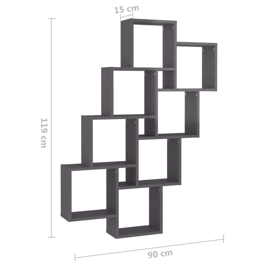 Wandschap kubus 90x15x119 cm bewerkt hout