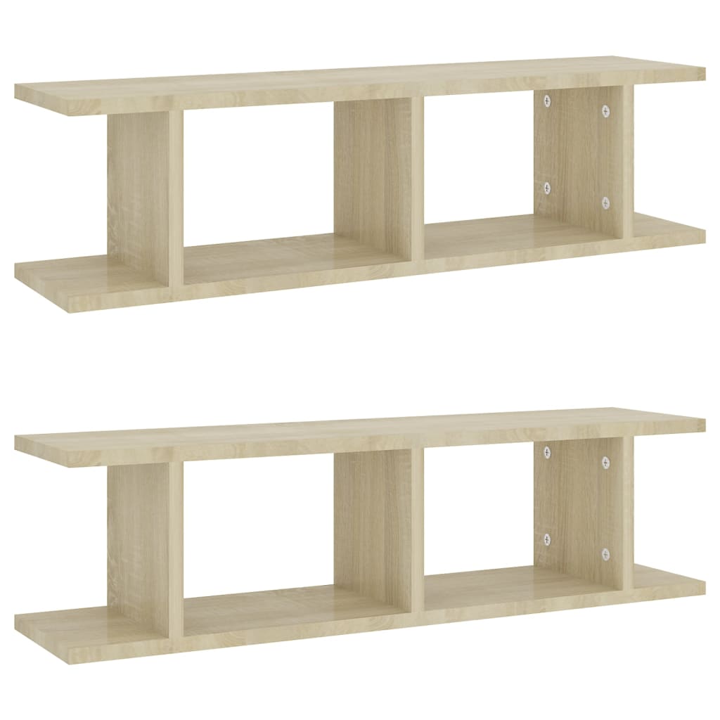 Wandschappen 2 st 75x18x20 cm bewerkt hout wit