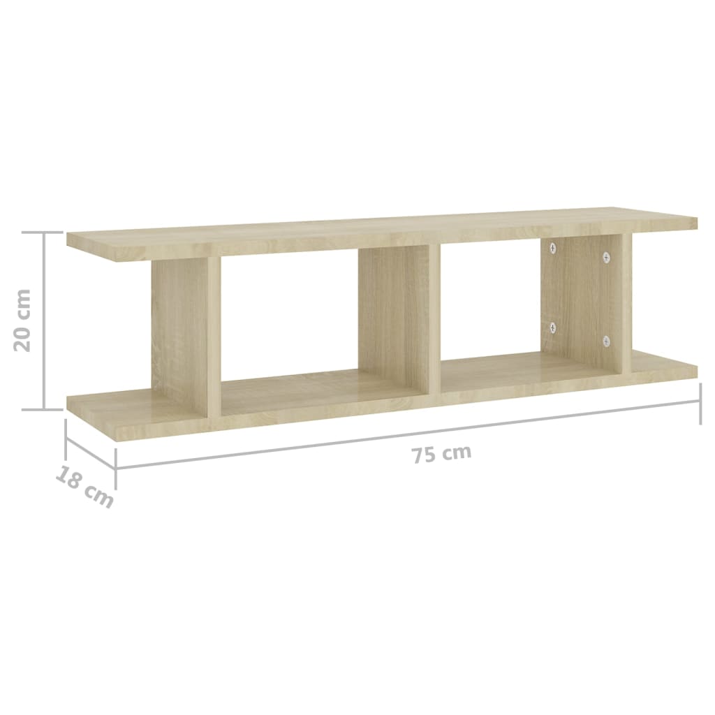 Wandschappen 2 st 75x18x20cm bewerkt hout artisanaal eikenkleur