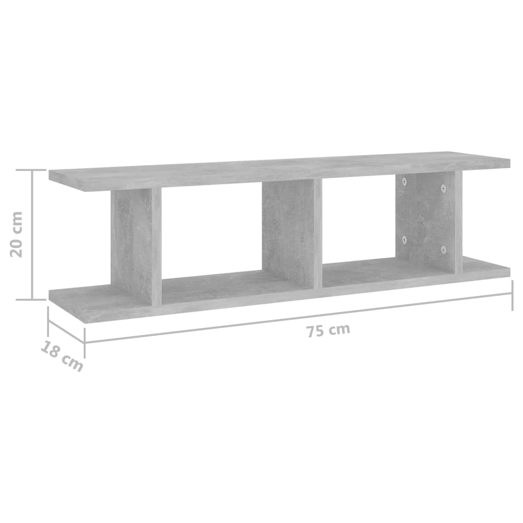 Wandschappen 2 st 75x18x20 cm bewerkt hout wit