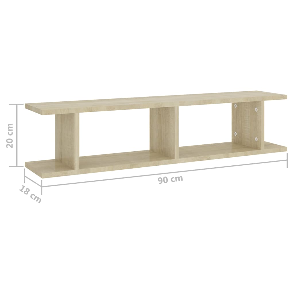 Wandschappen 2 st 75x18x20 cm bewerkt hout wit