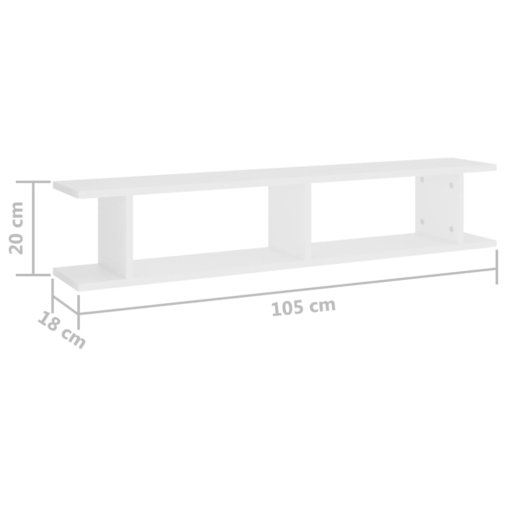 Wandschappen 2 st 105x18x20 cm bewerkt hout