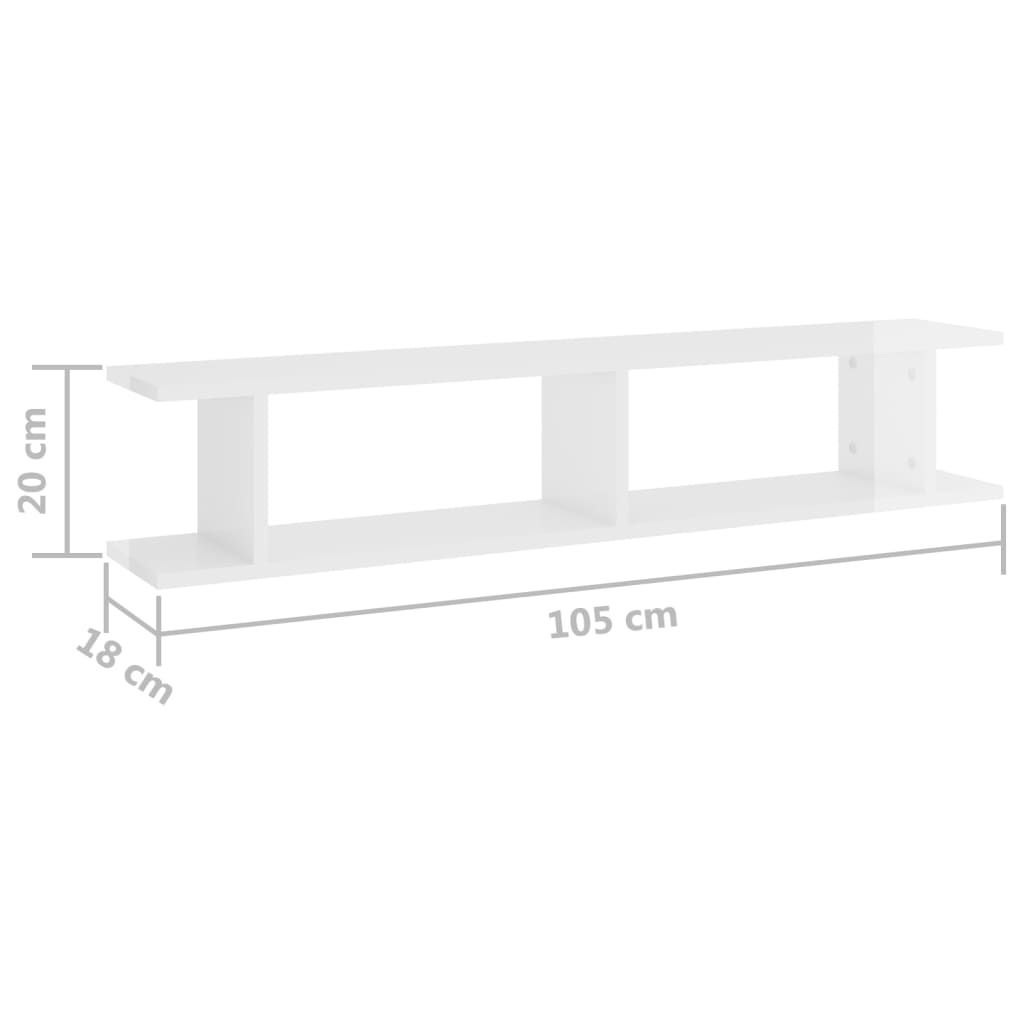 Etagères murales 2 pcs 105x18x20 cm en dérivé du bois