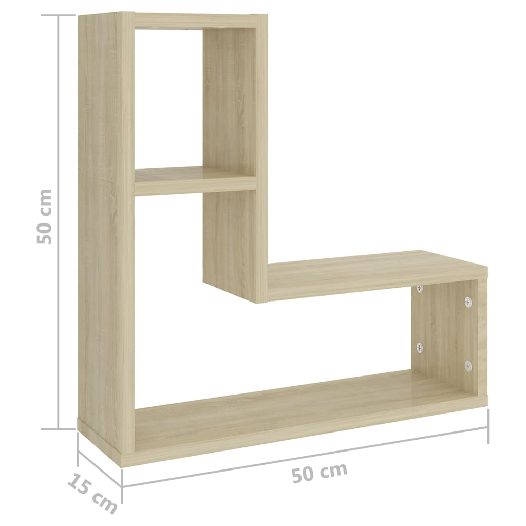 Wandschappen 2 st 50x15x50 cm bewerkt hout bruin eikenkleur