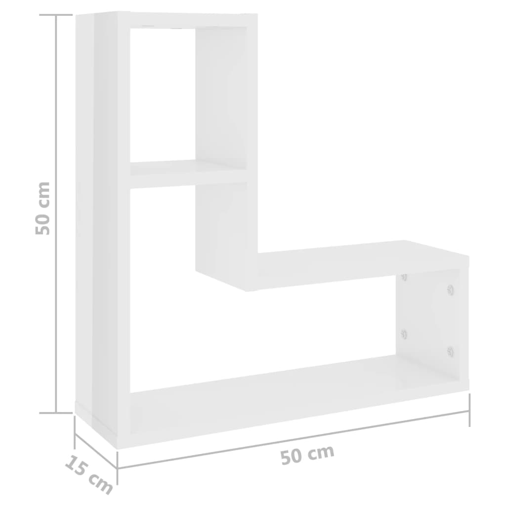 Etagères murales 2 pcs 50x15x50 cm en dérivé du bois