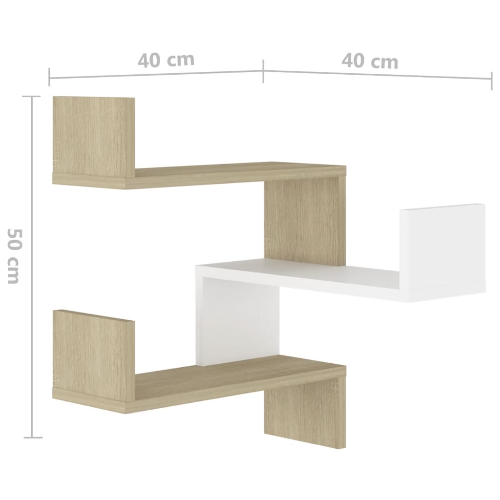 Etagère murale d'angle 40x40x50 cm en dérivé du bois