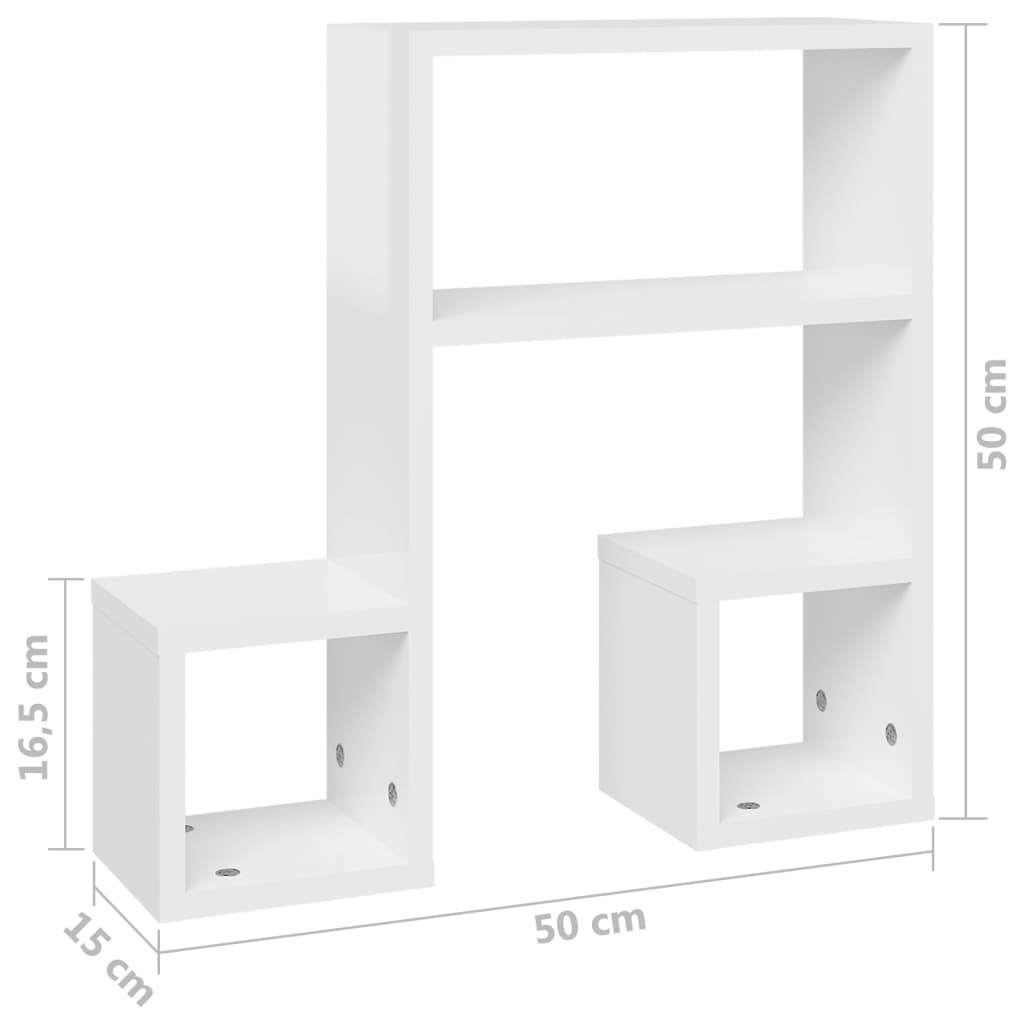 Etagères murales 2 pcs 50x15x50 cm en dérivé du bois