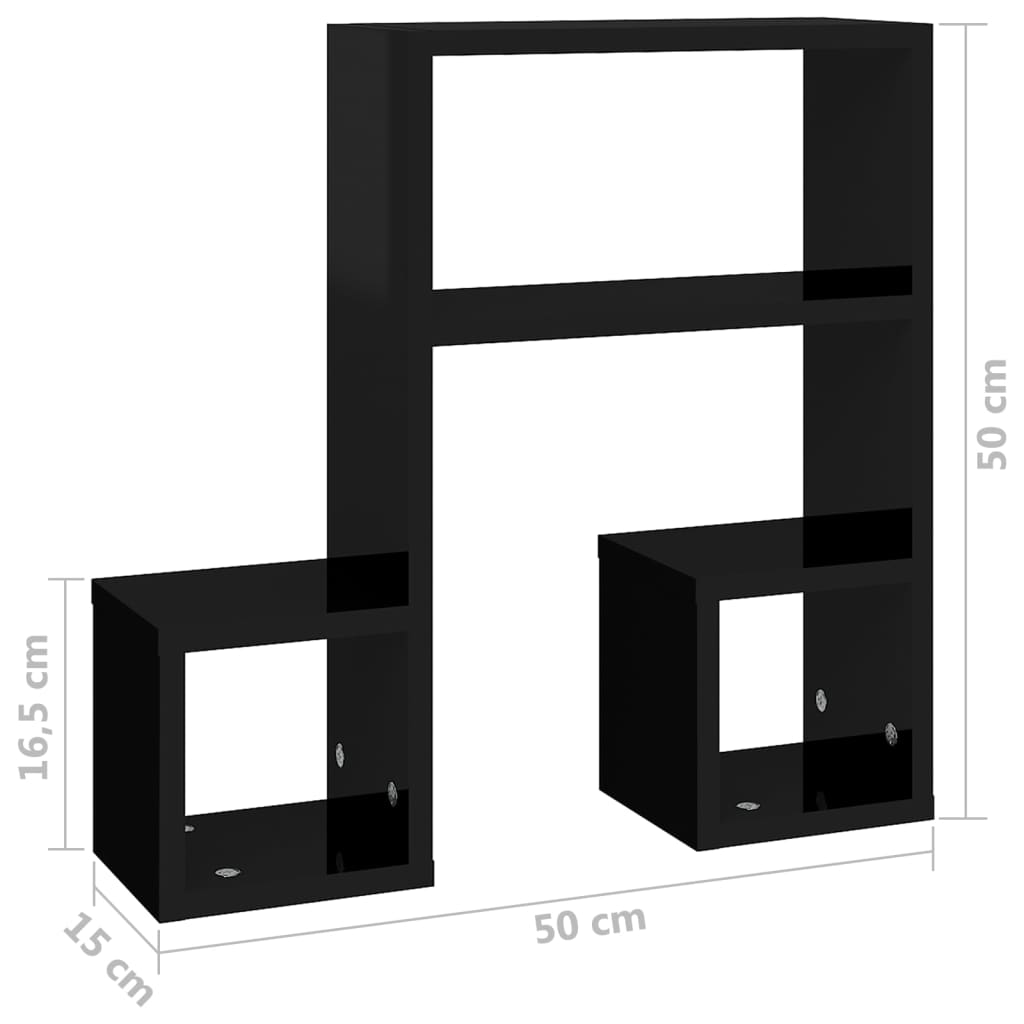 Etagères murales 2 pcs 50x15x50 cm en dérivé du bois