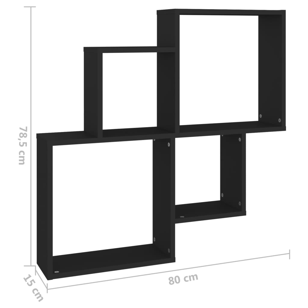 Wandschap kubus 80x15x78,5 cm bewerkt hout