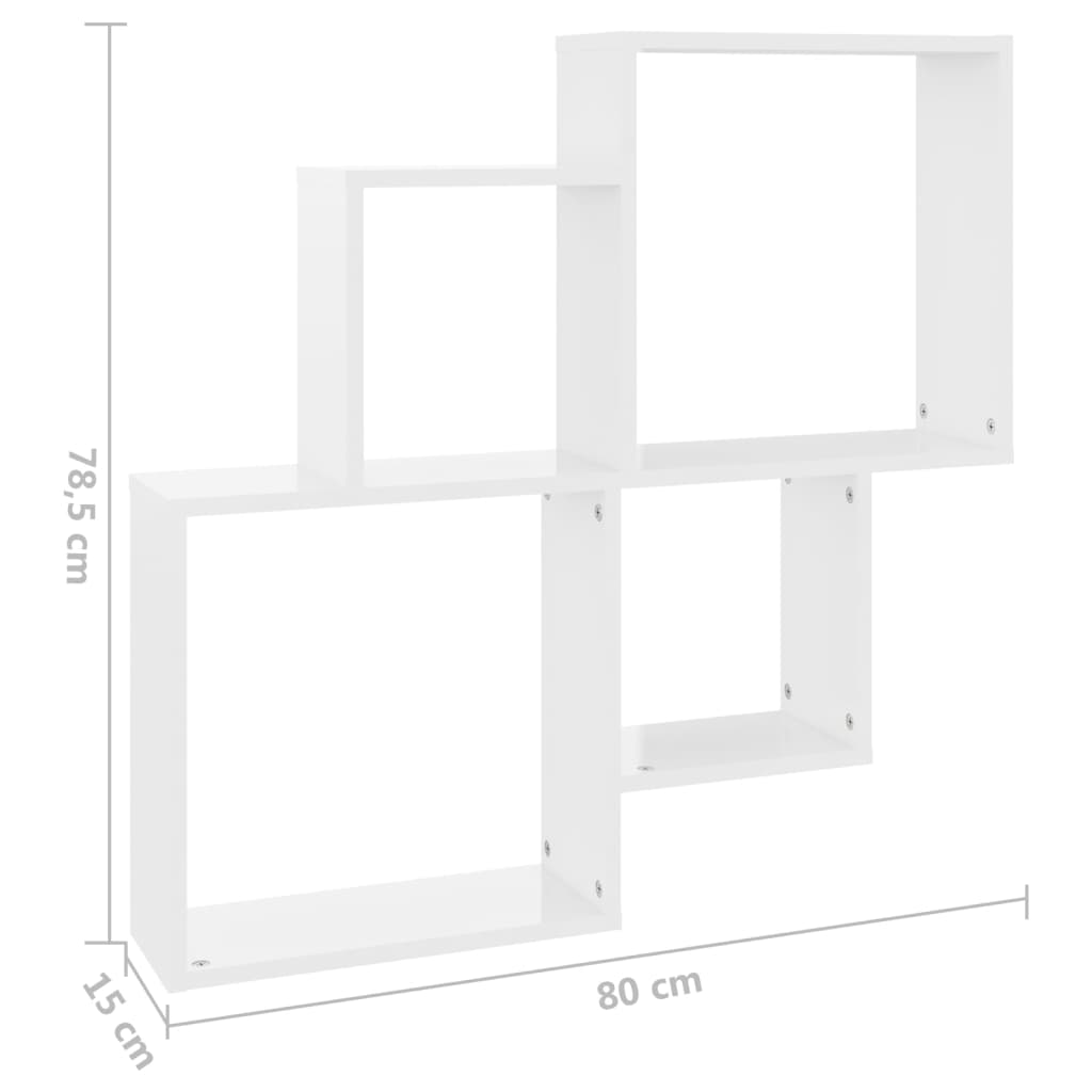 Wandschap kubus 80x15x78,5 cm bewerkt hout