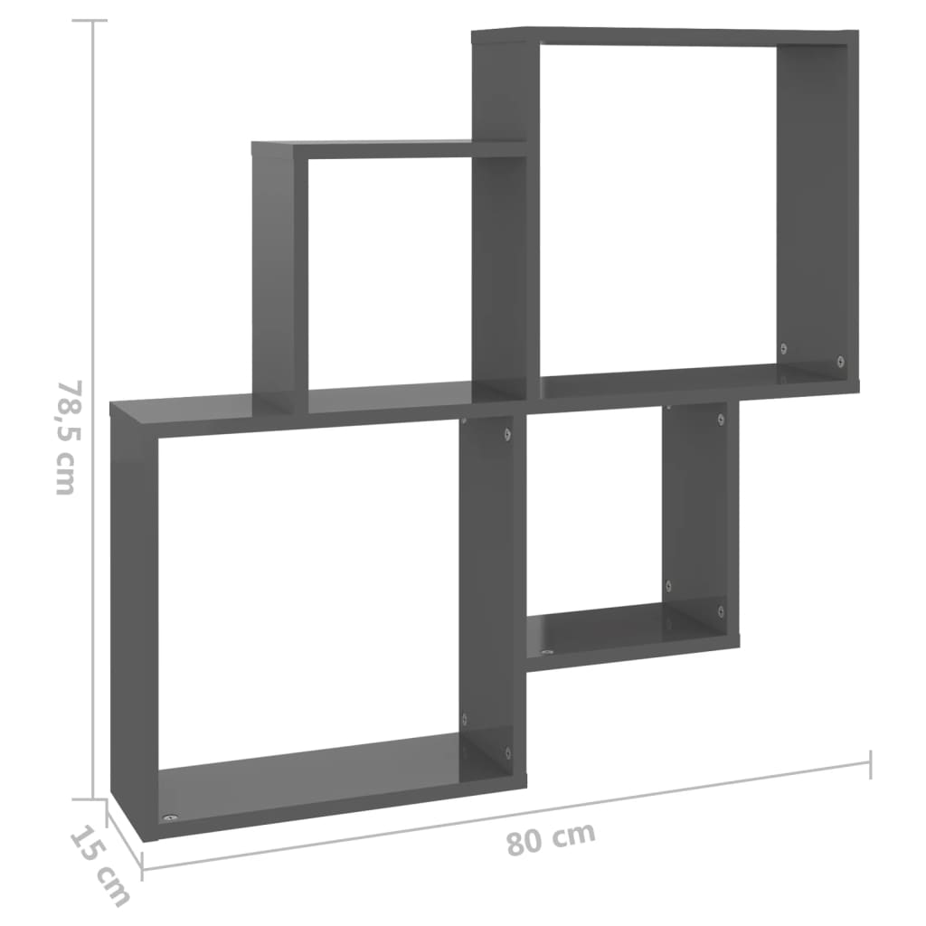 Wandschap kubus 80x15x78,5 cm bewerkt hout