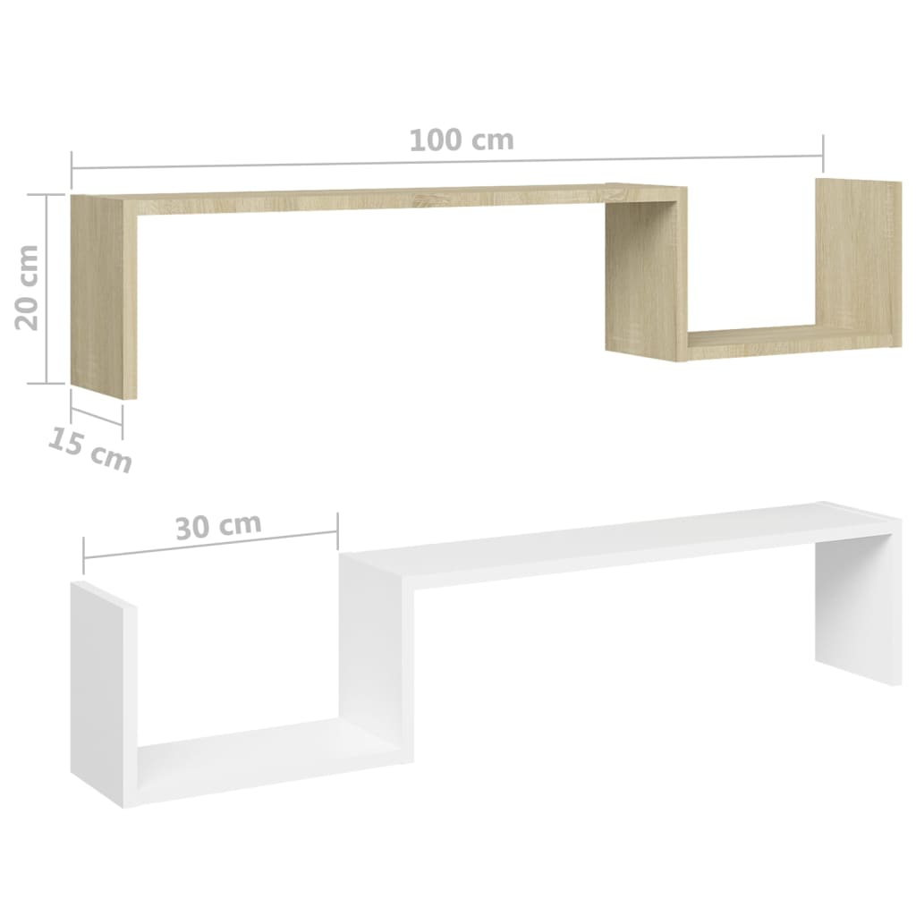 Etagères murales 2 pcs 100x15x20 cm en dérivé du bois