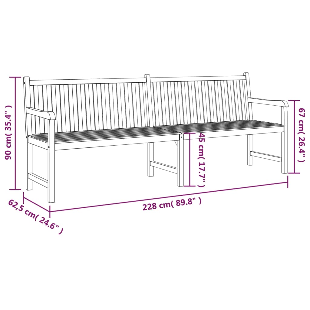 Banc de jardin 114 cm en teck massif