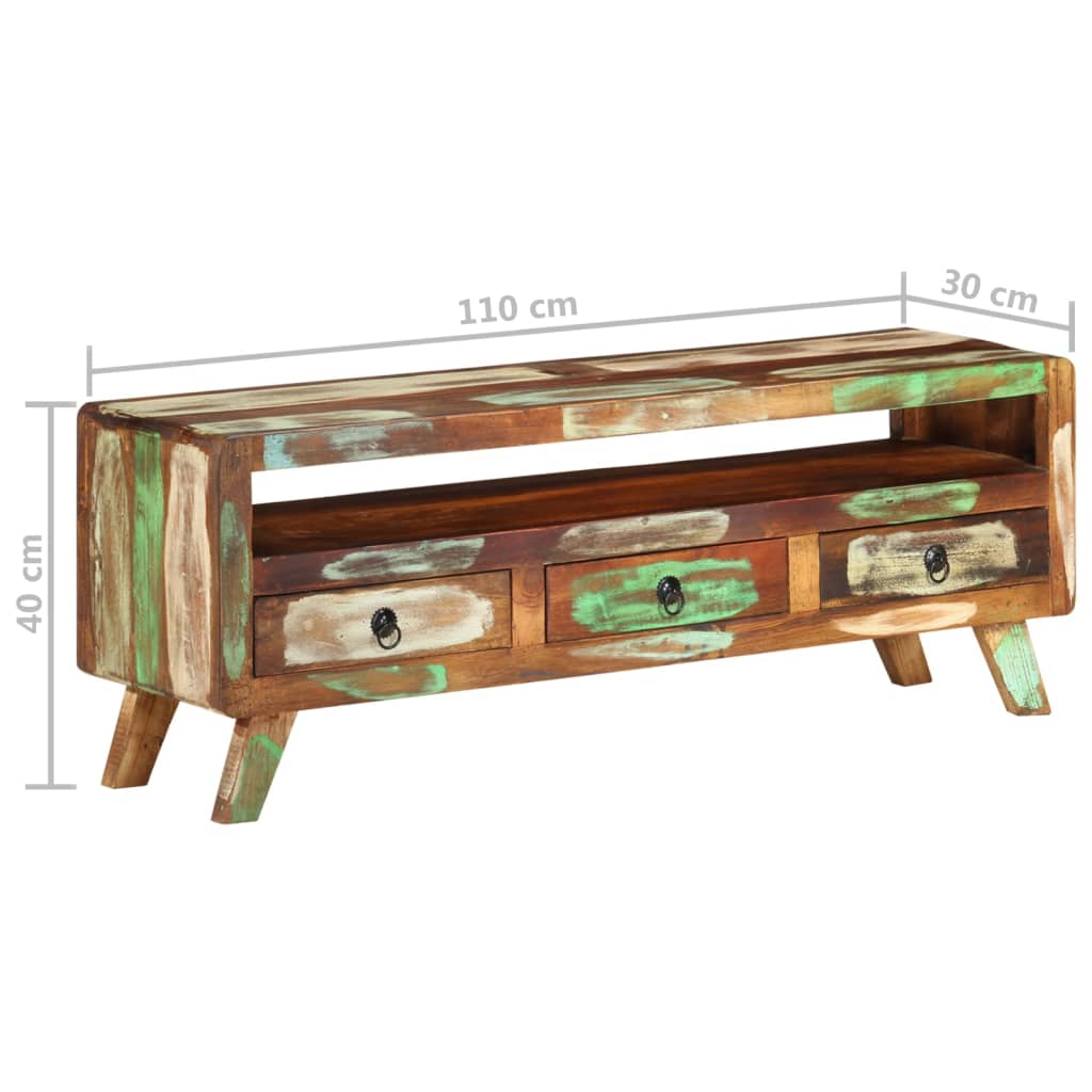 Meuble TV 110x30x40 cm en bois de manguier massif