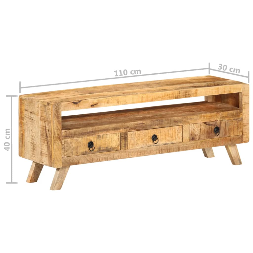 Meuble TV 110x30x40 cm en bois de manguier massif