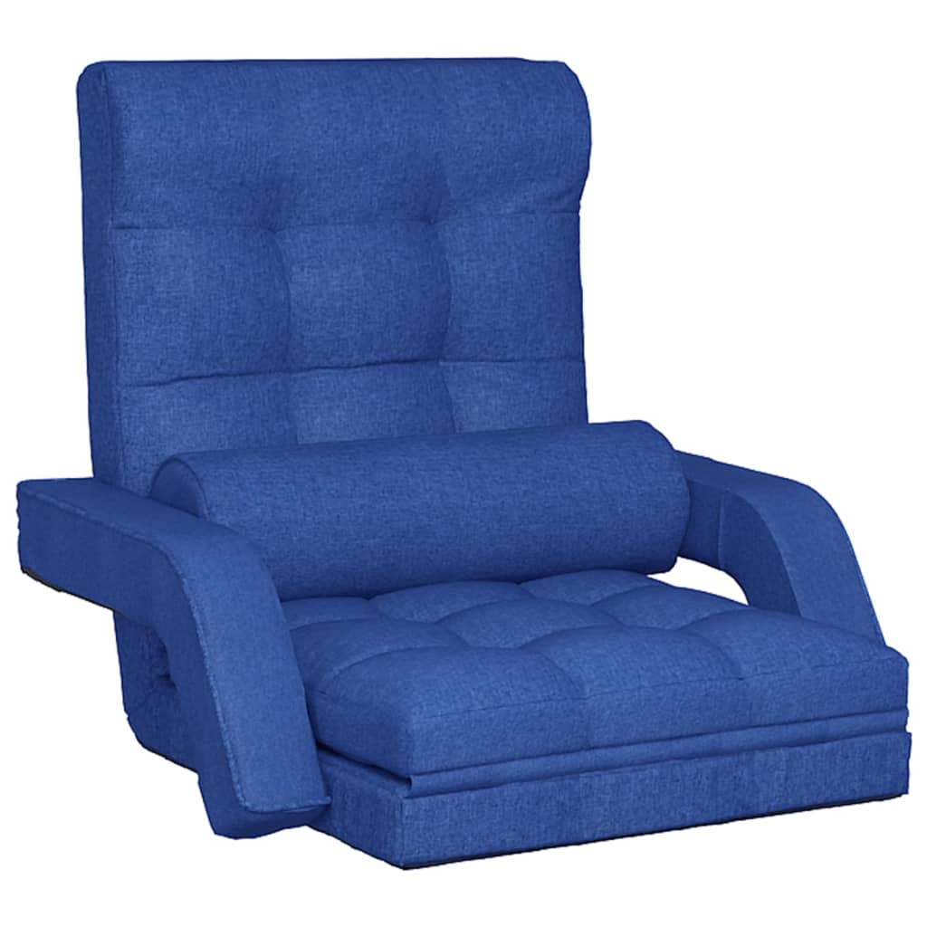 Chaise de sol avec fonction lit pliable en tissu bleu