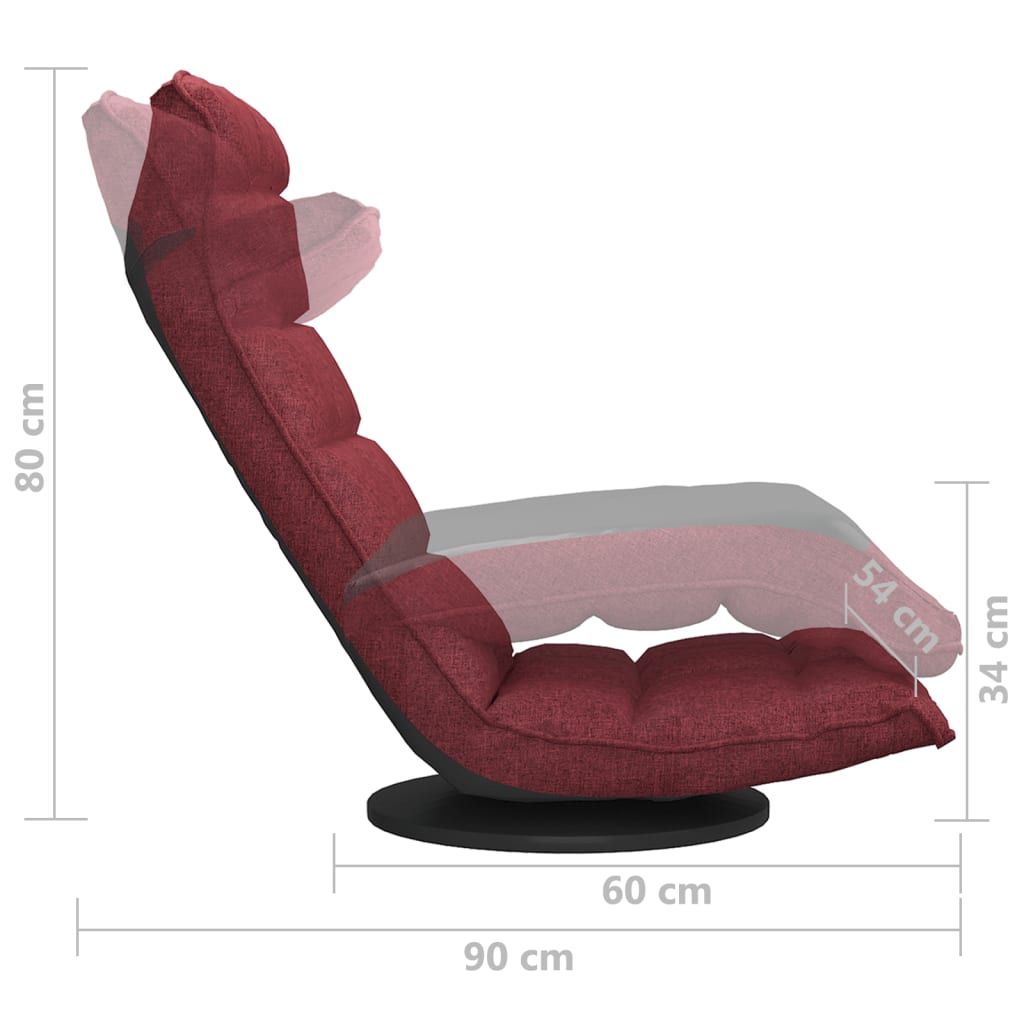 Chaise de sol pivotante en tissu rouge vin